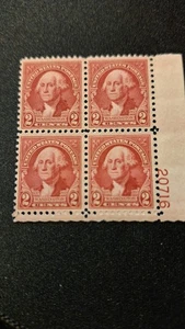 Scott #707, M/F/NH, Washington, Carmine Rose, 2 cent, #Blk of 4 , Perf 11x10.5 - Picture 1 of 2