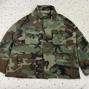 Vintage US Army Military Camo Cargo Jacket Shirt Men's XL Long Woodland Combat - Picture 1 of 10