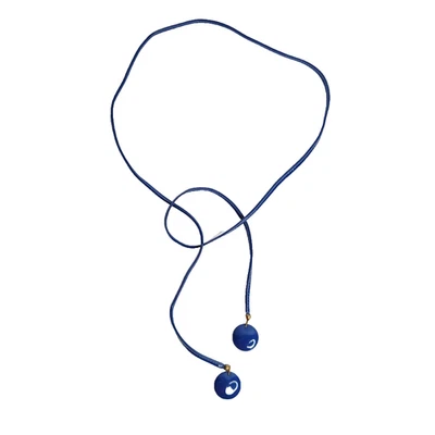 Cinturón de cuerda ajustado auto atado cintura anudada cinturón de vestir vinilo azul Foto 1 de 3