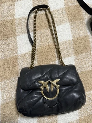 Bolso Bandolera PINKO Love Puff Mini - Cuero Acolchado Negro | Nuevo con Etiquetas Foto 1 de 3
