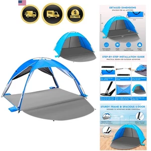 Beach Tent Sun Shelter for 3 4 People UPF 50+ Water Resistant Portable Canopy - Picture 1 of 8