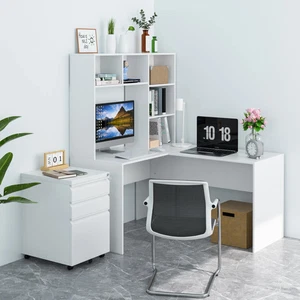 Schreibtisch Eckschreibtisch Weiß, L-förmig – Computertisch, Büro/Homeoffice - Bild 1 von 7