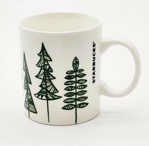 Taza de café Starbucks Pine Trees verde blanco 2015 Navidad 12 oz - Imagen 1 de 5