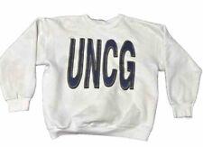 Vintage 90s UNC Greensboro Glitter White Pullover Sweatshirt Mens Size L
