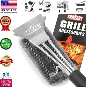 18-Inch Stainless Steel Grill Brush with Flex Bristles & Scraper – BBQ Essential - Picture 1 of 9