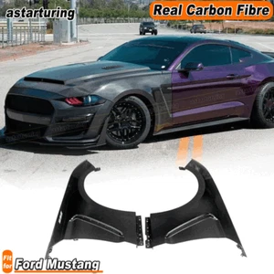 Fit For Ford Mustang 2018-2023 Real Carbon Exterior Side Fender Vent Cover Trim - Picture 1 of 9