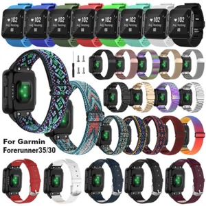 For Garmin Forerunner 35 30 35J Leather/Nylon/Silicone/Metal Strap Watch Band - Picture 1 of 144