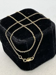 ITALY Solid 14K Yellow Gold 1.2mm wide CABLE Chain Necklace 16” length 1.8gr. - Picture 1 of 17