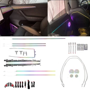 25 Luces 256 Colores para 2023 Modelo Y Iluminación Ambiental Activa Atmósfera Luz - Imagen 1 de 3