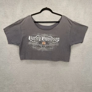 Harley-Davidson Crop Top Graphic Tee XL 2006 Distressed Motorcycle Biker VT Gray - Imagen 1 de 8