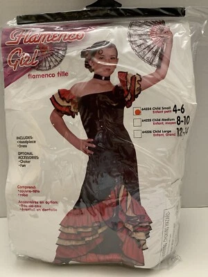 Halloween Flamenco Girl Costume Small 4-6 Dress and Headpiece - Image 1 of 4