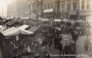 NEWCASTLE UPON TYNE. SATURDAY IN THE BIGG MARKET BY R.GIBSON - Picture 1 of 1