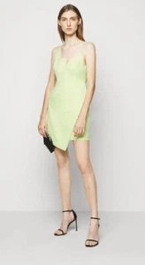 New! BCBGMAXAZARIA Women's Sleeveless Asymmetrical V-Neck Short Dress 10 lime - Picture 1 of 8