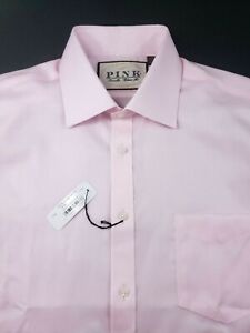 Thomas Pink Classic Fit Oxford Solid Pink Dress Shirt 16.5 x 35