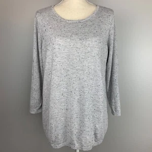 New Directions Peppered Gray Lightweight 3/4 Sleeve Sweater Top Women's Size XL - Picture 1 of 6