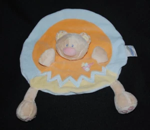Peluche doudou ours plat rond NATTOU orange bleu jaune brouette TTBE - Picture 1 of 2