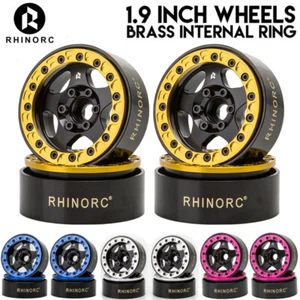 RhinoRC Jante de roue étroite laiton aluminium 1,9" Beadlock pour chenille 1/10 RC SCX10 - Photo 1 sur 21
