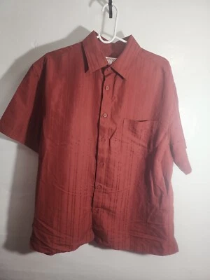 Merona Mens Size L Maroon Collared Button Front Shirt - Image 1 of 4