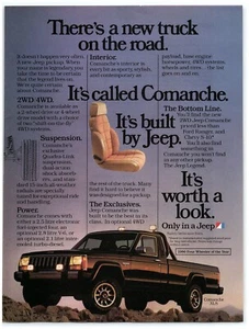 Jeep Comanche XLS 1986 anuncio impreso, camión nuevo en la carretera vale la pena mirar luces - Imagen 1 de 1