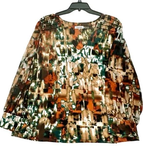 Calvin Klein Women's Plus Size Jersey Printed V-Neck Smocked Blouse 3XL NWT - Picture 1 of 8