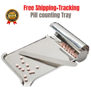 Pill counting Tray stainless steel Tray with Spatula Contemporary Durable - Picture 1 of 5