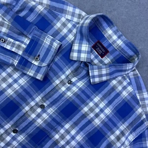 UNTUCKIT Shirt Men's XXL Blue Check Plaid Fiano Long Sleeve Button Up Shirt - Picture 1 of 10