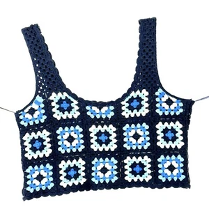 Granny Square Häkeltop Häkeltop Damen Top Tank 90’s Y2K Retro Boho Crop - Bild 1 von 12