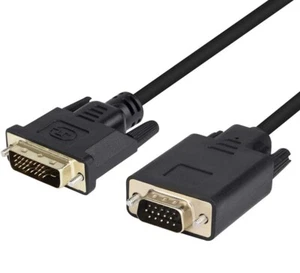 2 Pack DVI-D to VGA, DVI-D 24+1 to VGA 6 Feet Cable Male to Male Gold-Plated PC - Afbeelding 1 van 7
