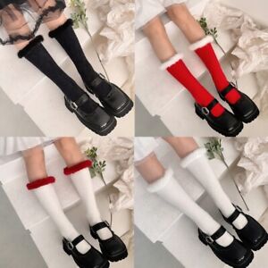 1 Pair Women Girls Sweet Style Knee Socks Trim Student Stockings