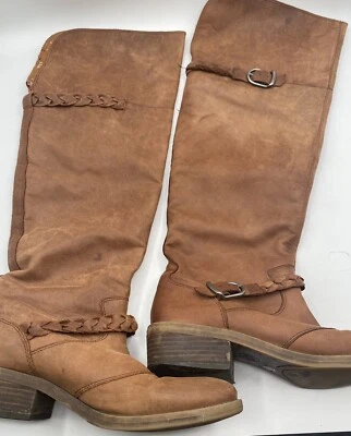 Lucky Brand Leather Knee High Boots Light Brown Size 8 Read - Image 1 of 4