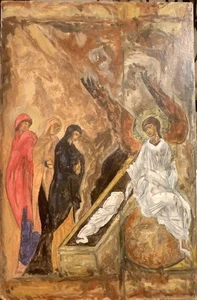 UNIDENTIFIED RUSSIAN ARTIST! APPARITION OF THE ANGEL TO THE MYRRH-BEARING WOMEN. - Picture 1 of 4