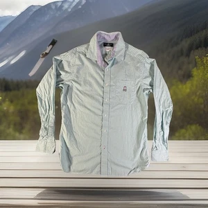 Camicia uomo Psycho Bunny verde a quadri cotone con bottoni casual manica lunga media - Foto 1 di 12