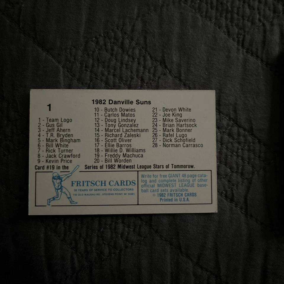 1982 Fritsch Midwest League Stars of Tomorrow - Danville Suns #19 - Image 1 of 4