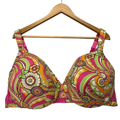 Sujetador Cacique para mujer 44DD rosa verde floral con aros camiseta cobertura completa hippie Foto 1 de 4