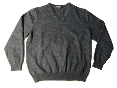 Brooks Brothers V-Neck Sweater Gray Wool Size LARGE (BIN-R48) - Image 1 of 3