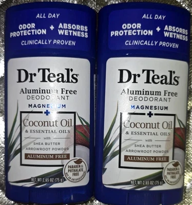2 Dr Teal'S Aluminum Free Deodorant Coconut Oil Magnesium 2.65 Oz EACH - Image 1 of 3