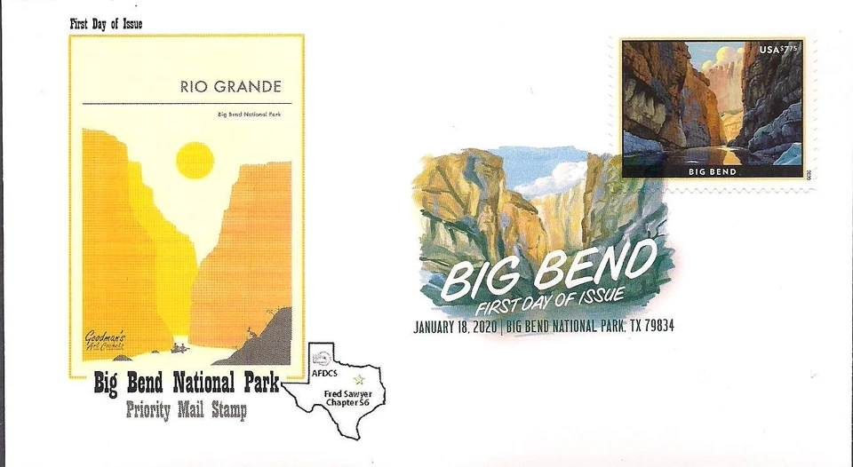 Big Bend National Park Priority (2020) FDC- w/ DCP -AFDCS Chapter 56 Cachet - Image 1 of 1
