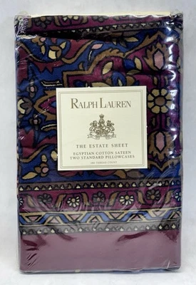 Ralph Lauren Brentford tono joya azul rojo floral 2 fundas de almohada estándar Foto 1 de 3