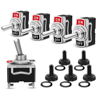 5x SPST Solid Metal ON/OFF Toggle Switch Single Pole For Marine / Automotive 12V - Image 1 of 4