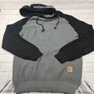 Hombre 3XL Gris y Negro Waffle Punto Suéter con Cordón Capucha Nuevo Sin Etiqueta - Imagen 1 de 7