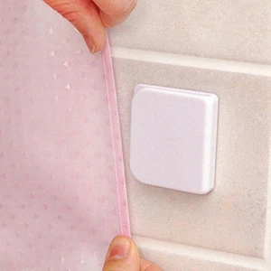 6pcs Bathroom Shower Curtain Clips Adhesive Shower Splash-proof Clips Curtain - Picture 1 of 12