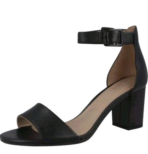 Sandali donna Clarks con tacco Deva Mae in pelle nera taglia UK 6 D EU 39 5.
