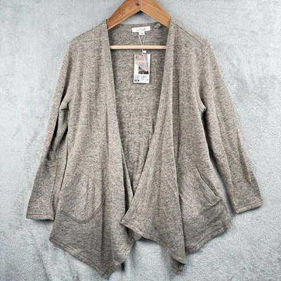 Cárdigan abierto Simply Noelle para mujer S/M 8-10 gris L/S bolsillos elásticos relajados nuevo con etiquetas Foto 1 de 4