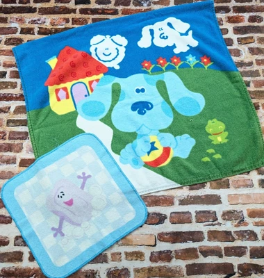 Juego de toallas y paños de baño vintage Blue Clues algodón estampado bebé niño Foto 1 de 4