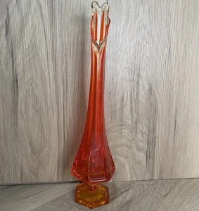 "Florero de vidrio oscilante Viking Glass rojo rubí Amberina Epic Line caqui de colección 14""" - Imagen 1 de 7
