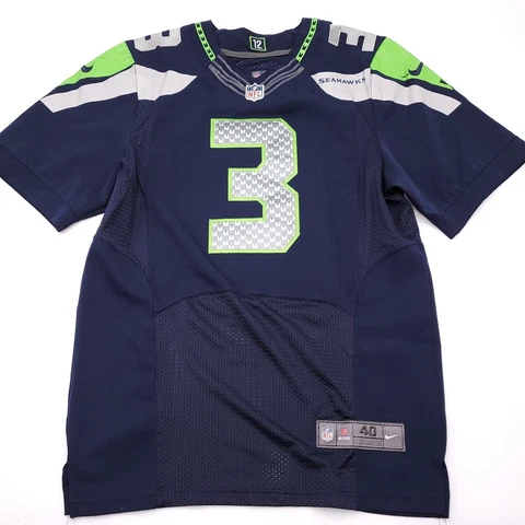 Nike Seattle Seahawks Russell Wilson 3 Blue Jersey Mens Size 40 Distressed Cover