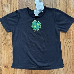 New NWT Quacker Factory Black Shamrock  Luck Sweater Sequins QVC Large - Picture 1 of 10