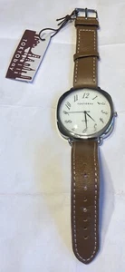 Vintage TOKYObay Quartz Watch Silver Tone & Brown Leather Band Design - Picture 1 of 18