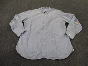 Brooks Brothers Shirt Men XL Blue Chambray Golf Elbow Patch Preppy Golden Fleece - Picture 1 of 12