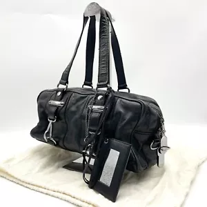 BALENCIAGA The Editors Bolso de Mano Bolso Boston Cuero Negro 159703 Y2K Auténtico - Imagen 1 de 24